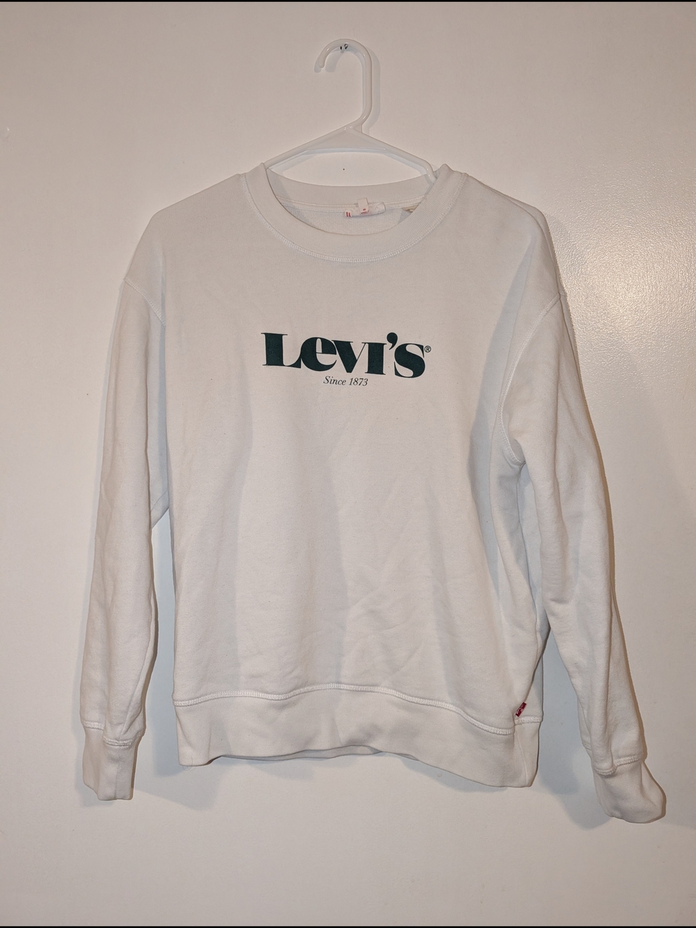 Levi's White Crewneck Sweatshirt with Dark Green Logo